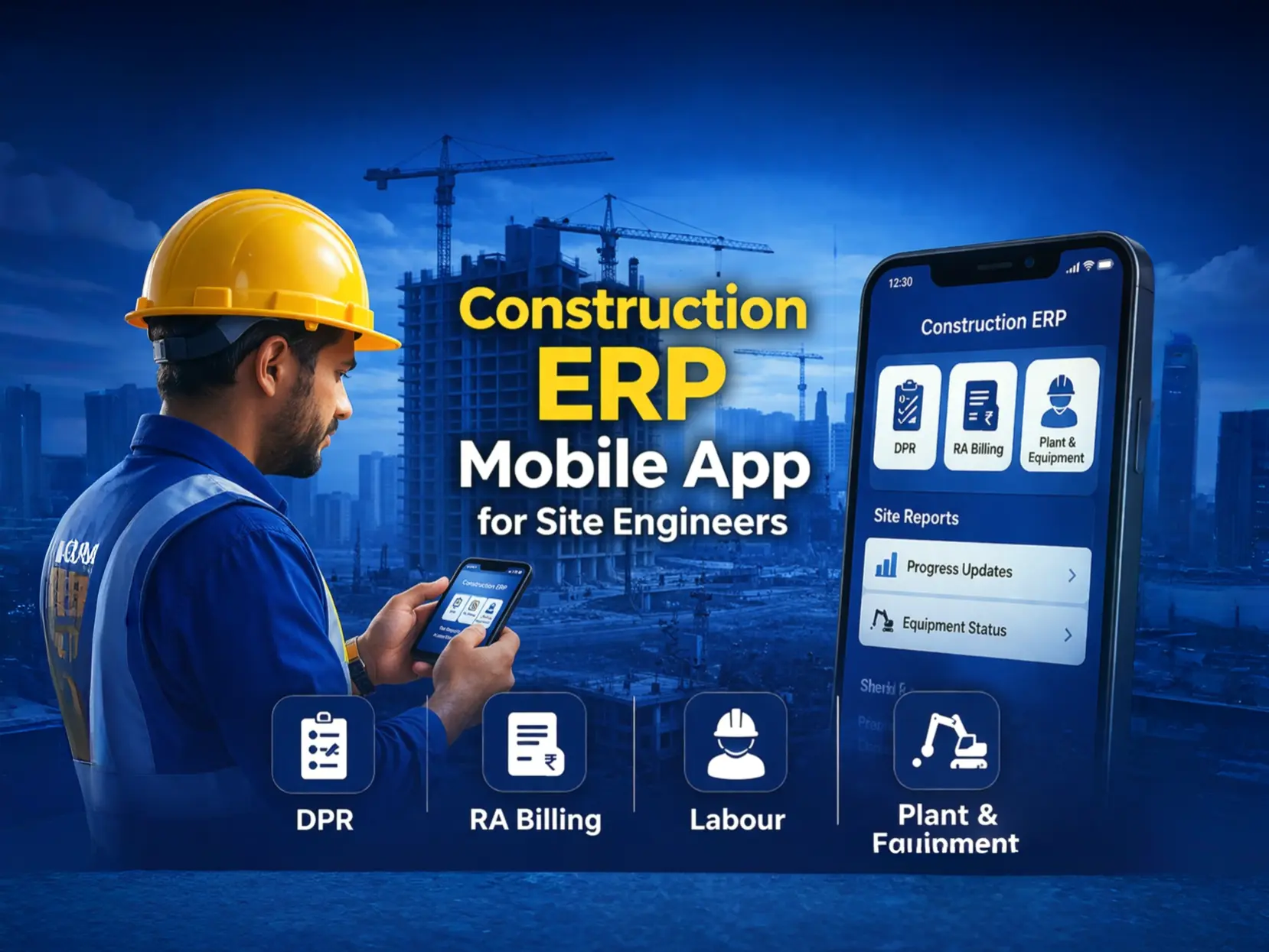 Construction ERP Mobile App for Site Engineers: DPR, RA Billing, Labour, Plant & Equipment